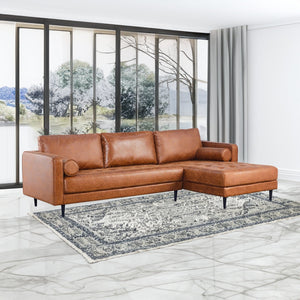 Chelsea 2 Seater Sofa Fabric Lounge Couch with RHF Chaise Light Brown
