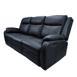 Bella 3+1+1 Seater Electric Recliner Genuine Leather Upholstered Lounge - Black