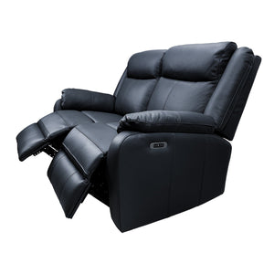 Bella 2 Seater Electric Recliner Genuine Leather Upholstered Lounge - Black