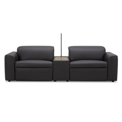 Hallie  2 Seater Genuine Leather Sofa Lounge Electric Powered Recliner Graphite