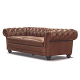 Sonny 3 Seater Genuine Leather Sofa Chestfield Lounge Couch - Butterscotch