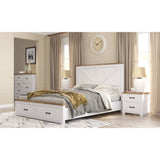 Grandy 4pc Queen Bed Suite Bedside Tallboy Bedroom Furniture Package White Brown