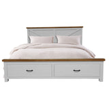 Grandy 4pc Queen Bed Suite Bedside Tallboy Bedroom Furniture Package White Brown