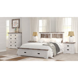 Fiona Set of 2 Bedside Table Tallboy Bedroom Furniture Package Set White Grey