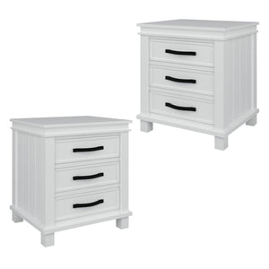 Lily Set of 2 Bedside Tables 3 Drawers Storage Cabinet Nightstand - White