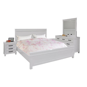 Lily 5pc King Bed Suite Bedside Dresser Bedroom Furniture Package - White
