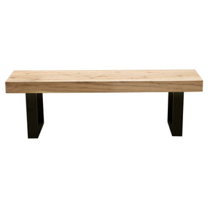 Ethan 3pc 190cm Dining Table 150cm Bench Veneer Solid Oak Top Metal Leg Natural