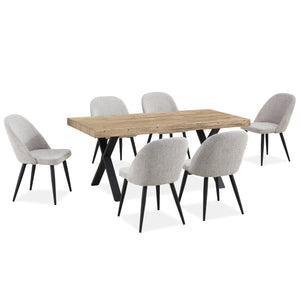 Anika 7pc Dining Set 180cm Table 6 Fabric Chair Quartz - Smoke