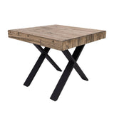 Anika Lamp Side Table 60cm Laminated Solid Pine Top Metal Leg - Smoke