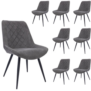 Helenium Dining Chair Set of 8 Fabric Seat with Metal Frame - Graphite