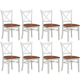 Lupin Dining Chair Set of 8 Crossback Solid Rubber Wood Furniture - White Oak