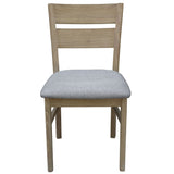 Tyler 2pc Set Dining Chair Fabric Seat Solid Acacia Timber Wood Brushed Smoke