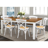 Norah 7pc Dining Set Table 180cm Solid Acacia Wood White Crossback Chair