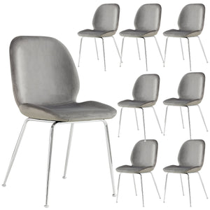 Remy Dining Chair Set of 8 Fabric Seat with Metal Frame - Grey