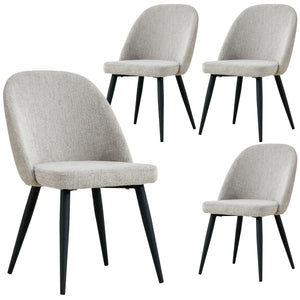 Erin Dining Chair Set of 4 Fabric Seat with Metal Frame - Quartz