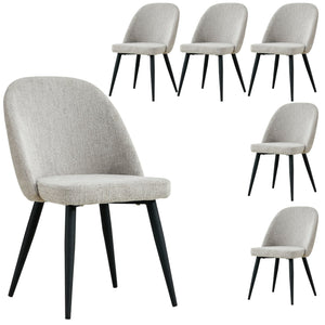 Erin Dining Chair Set of 6 Fabric Seat with Metal Frame - Quartz