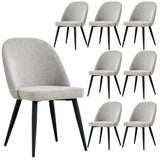 Erin Dining Chair Set of 8 Fabric Seat with Metal Frame - Quartz