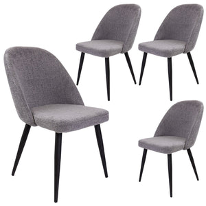 Erin Dining Chair Set of 4 Fabric Seat with Metal Frame - Fog