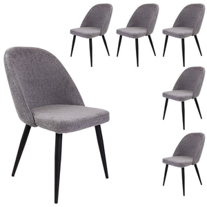 Erin Dining Chair Set of 6 Fabric Seat with Metal Frame - Fog