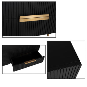 Knox ETU Entertainment TV Unit 180cm 3 Door 2 Drawer Solid Mango Wood - Black