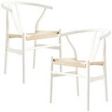 Anemone  Set of 2 Wishbone Dining Chair Beech Timber Replica Hans Wenger - White