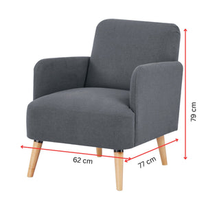 Brianna 3 + 1 + 1 Seater Sofa Fabric Uplholstered Lounge Couch - Dark Grey