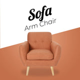 Dane Single Seater Fabric Upholstered Sofa Armchair Set of 2 - Orange