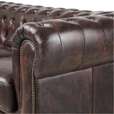 Max Chesterfield 2 Seater Sofa Lounge Genuine Leather Antique Brown