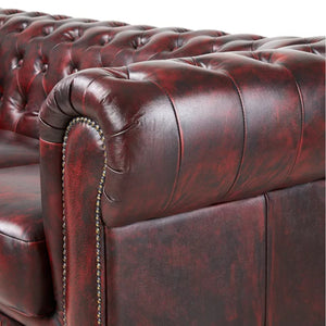 Max Chesterfield 1+2+3 Seater Sofa Set Lounge Genuine Leather Antique Red