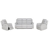 Royal 3pc 5 Seater Leather Electric Recliner Home Theatre Sofa Lounge Set Grey