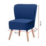 Drew Set of 2 Sofa Accent Chair Fabric Uplholstered Lounge Couch - Dark Blue