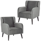 Bianca Set of 2 Accent Sofa Arm Chair Fabric Uplholstered Lounge - Mid Grey