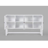 Jasmine Sideboard Buffet Table 160cm 4 Door Mindi Wood Rattan - White