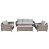 Sophy 3+1+1 Seater Wicker Rattan Outdoor Sofa Set Coffee Side Table Chair Lounge