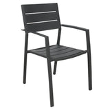 Percy 2pc Set Outdoor Dining Table Chair Aluminium Frame Grey