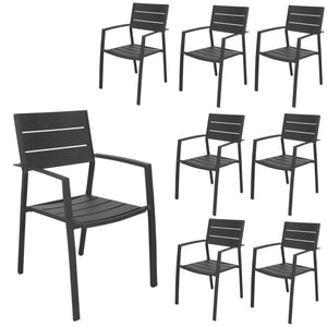 Percy 8pc Set Outdoor Dining Table Chair Aluminium Frame Grey