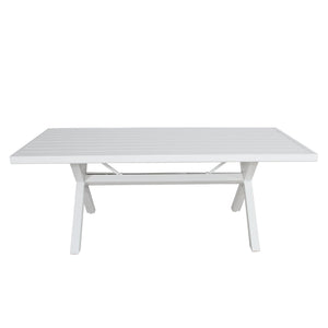 Percy 200cm Outdoor Trestle Dining Table Aluminium Frame White