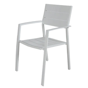 Percy 4pc Set Outdoor Dining Table Chair Aluminium Frame White
