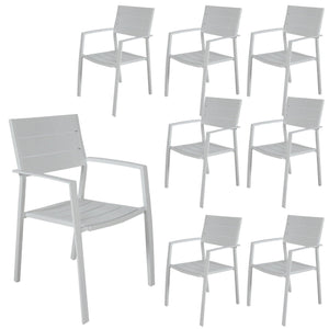 Percy 8pc Set Outdoor Dining Table Chair Aluminium Frame White