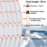 12mm 20m Safety Climbing Rope Nylon Rock Static Outdoor Boat Anchor Marine Rope Dock Lines Rope