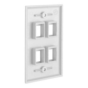 4 Port QuickPort outlet Wall Plate face plate, four Gang White