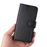 For iPhone 12 Pro Max Case iCoverLover Black Genuine Cow Leather Wallet Case