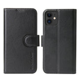 For iPhone 11 Case iCoverLover Black Genuine Cow Leather Wallet Folio Case