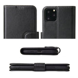 For iPhone 11 Pro Max Case iCoverLover Black Genuine Cow Leather Wallet Case