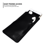 For iPhone SE 5G (2022), SE (2020) / 8 / 7,6S Headphones Pouch, Real Top-Grain Leather Bag,Black