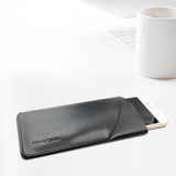 For iPhone SE 5G (2022), SE (2020) / 8 / 7,6S Headphones Pouch, Real Top-Grain Leather Bag,Black