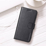 For iPhone SE 5G (2022), SE (2020) / 8 / 7 Case, Genuine Cow Leather Wallet Cover,Black