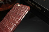 For iPhone SE 5G (2022), SE (2020) / 8 / 7 Case, Dark Brown Crocodile Pattern Genuine Leather Protective Shell