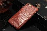 For iPhone SE 5G (2022), SE (2020) / 8 / 7 Case, Light Brown Crocodile Pattern Genuine Leather Protective Shell