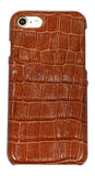 For iPhone SE 5G (2022), SE (2020) / 8 / 7 Case, Light Brown Crocodile Pattern Genuine Leather Protective Shell